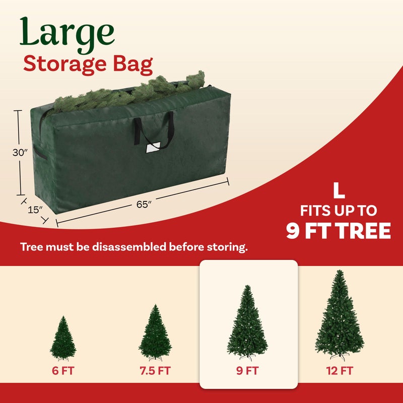 Elf Stor Christmas Tree Storage Bag - Storage Bags for 9FT Disassembled Artificial Trees, Seasonal Decor, Packing, Moving, and Home Organizer by Elf Stor (Green) - Image 2
